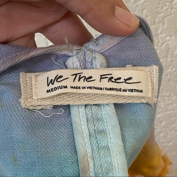 Free People We The Free Call On Me Dip-Dye Ombre 100% Cotton Denim Tank Top - Picture 8 of 16